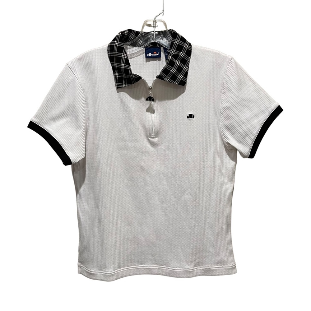 Ellesse Short Sleeve Polo Tee Shirt Golf Tennis White Size Medium